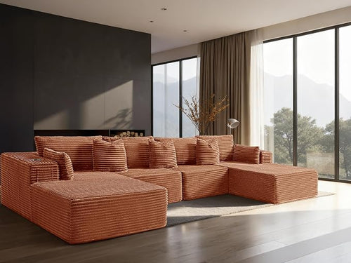 138" Cloud Sectional Couch, Comfort U Shaped Sofa by VYUXWO