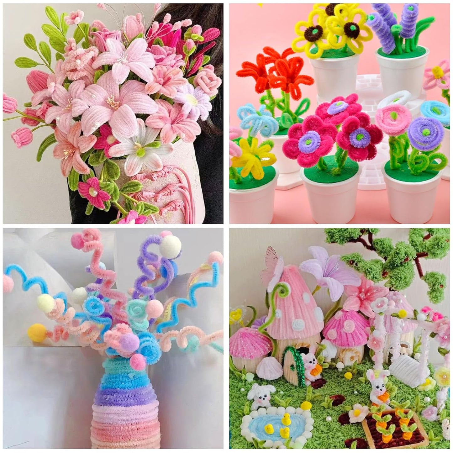 500PCS Pipe Cleaners Craft - Pink Pipe Cleaners Craft Bulk Supplies,Chenille Stems for Kids and Adults DIY Arts Crafts Project