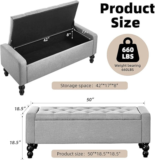 50" W Storage Ottoman Bench - Image 2