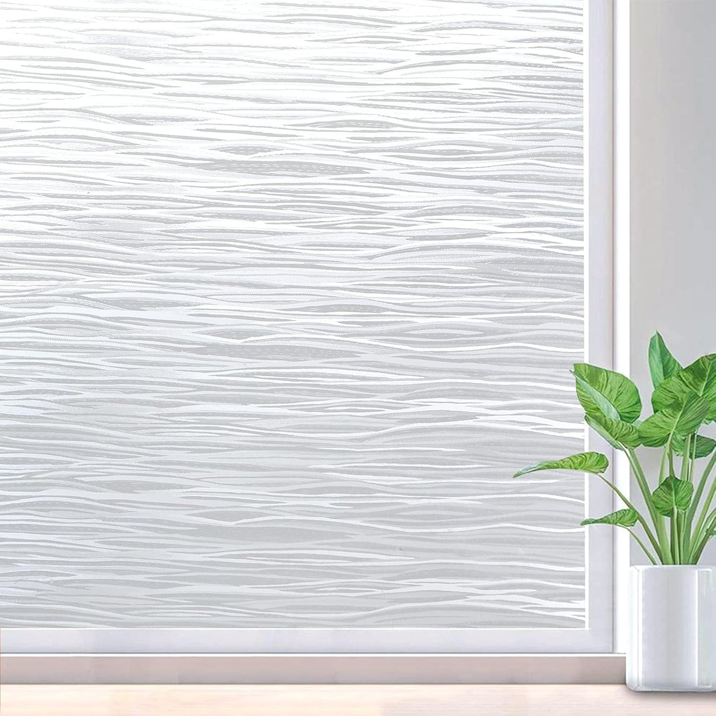 rabbitgoo Window Privacy Film Frosted Glass Film Removable Vinyl Door Coverings UV Blocking Decorative Static Cling Non-Adhesive Window Clings Sticker for Home Decor, 23.6 x 157.4 Inches