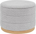 Round Storage Ottoman with Tray Lid, Folding Chenille Fabric Footrest with by ZOLANOful