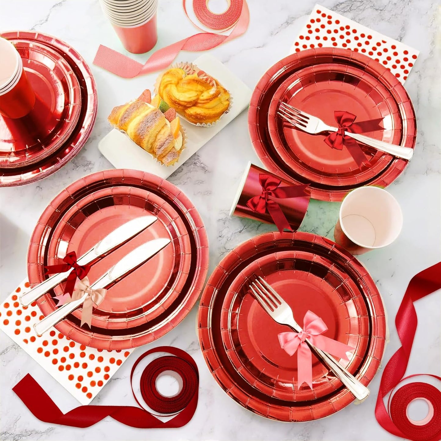 1-1/2 Inch Red Satin Ribbons for Crafts, 6 Rolls Single-Faced Red Assorted Ribbons for Gift Wrapping Flower Bouquet Wedding Invitations Bridal Shower Hair Bows Garland Party Decor