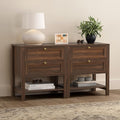 EYYTHUNG Brown Nightstand Set of 2, Wooden Farmhouse Floor Night Stand by EYYTHUNG