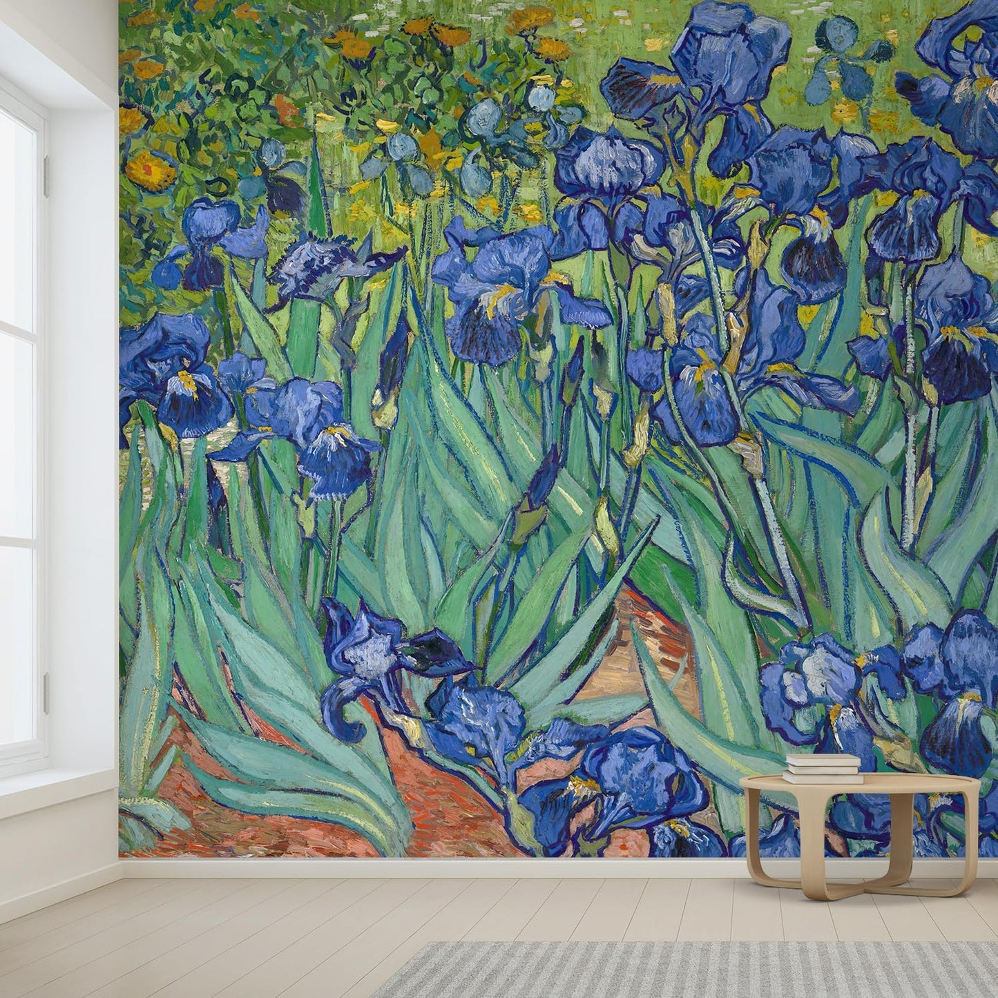 wall26 Wall Sticker/Wall Mural Irises by Vincent Van Gogh Dutch Impressionism, Not Peel and Stick, Non-Woven Wallpaper Decorative for Bedroom, Living Room, Office - 120x120 inches