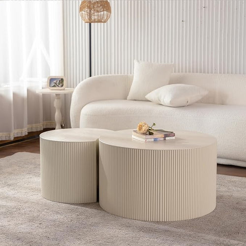 47.25'' Round Modern Coffee Table Set of 2 by JJKFurniture-kevinplus