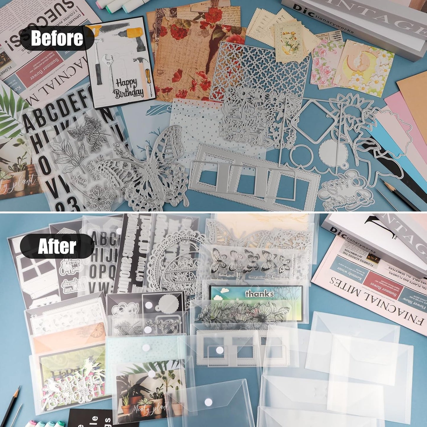 BAOFALI 150 Pcs/Set 5 Sizes Clear Stamp and Die Storage Pockets, Stamp Storage Bags, Plastic Envelopes, Scrapbooking Storage Die Cuts for Stencil Storage Card Making Cutting Dies