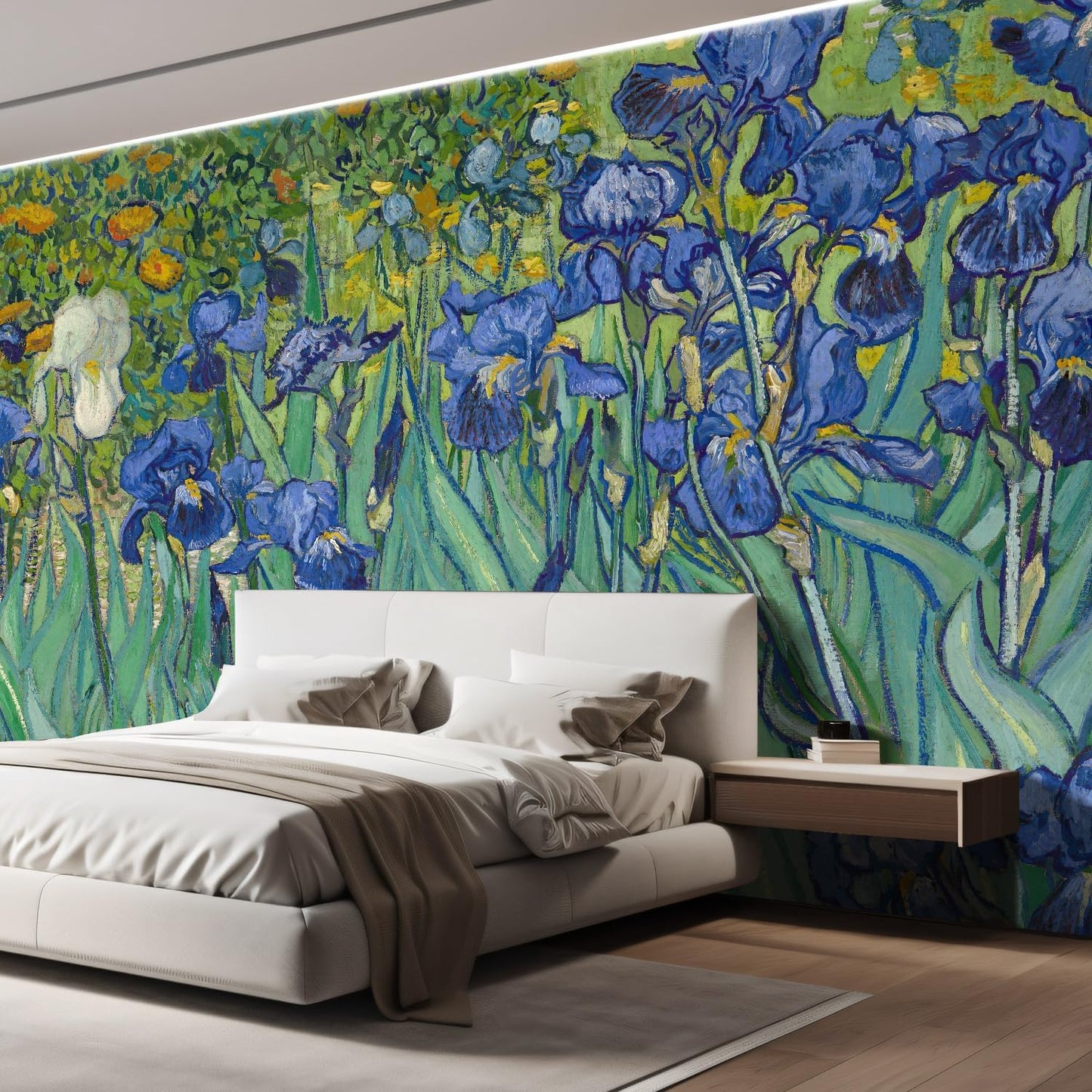 wall26 Wall Sticker/Wall Mural Irises by Vincent Van Gogh Dutch Impressionism, Not Peel and Stick, Non-Woven Wallpaper Decorative for Bedroom, Living Room, Office - 120x120 inches