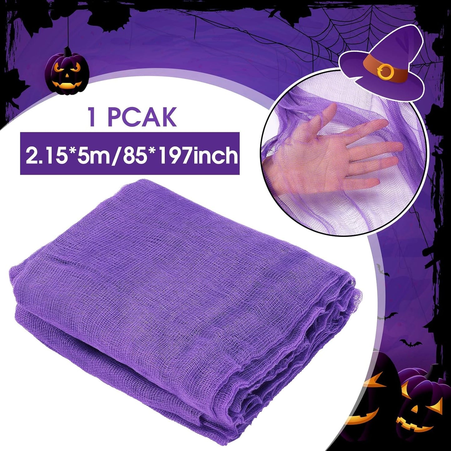Boao Halloween Cheese cloth 85 x 197 Inch Purple Cheesecloth Roll for Crafts Large Cotton Muslin Gauze Fabric for Halloween Outdoor & Indoor Spooky Decoration