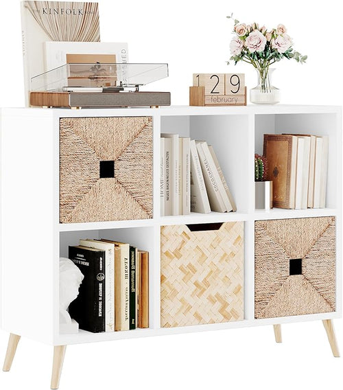 6 Cube Storage Organizer, Wood Bookcase by Flrrtenv