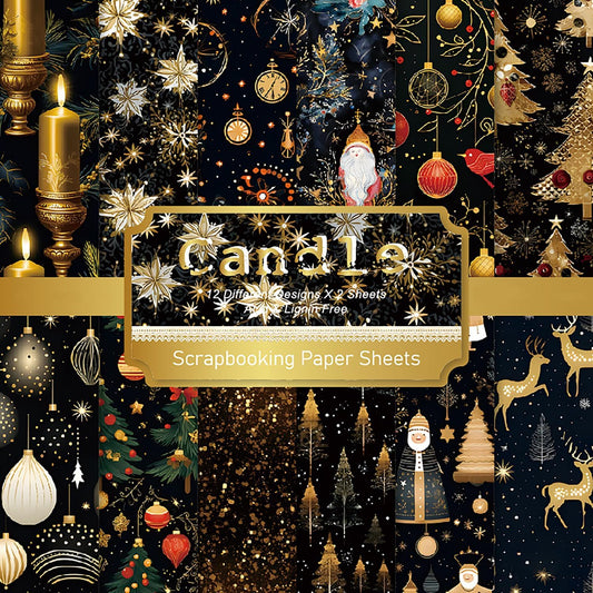 YASMEN 6"x6" Scrapbook Paper Pad - 24 Sheets of Patterned Cardstock for Card Making, Scrapbooking, Junk Journal, DIY Gift Cards - Single-Sided Decopodge Decorative Craft Paper