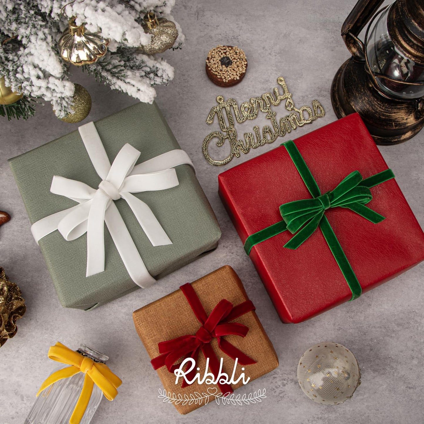 Ribbli Polyester Dark Red Velvet Ribbon,1 Inches Continuous10-Yard Spool,Christmas Ribbon for Gift Wrapping,Floral Bouquets, Home Decor