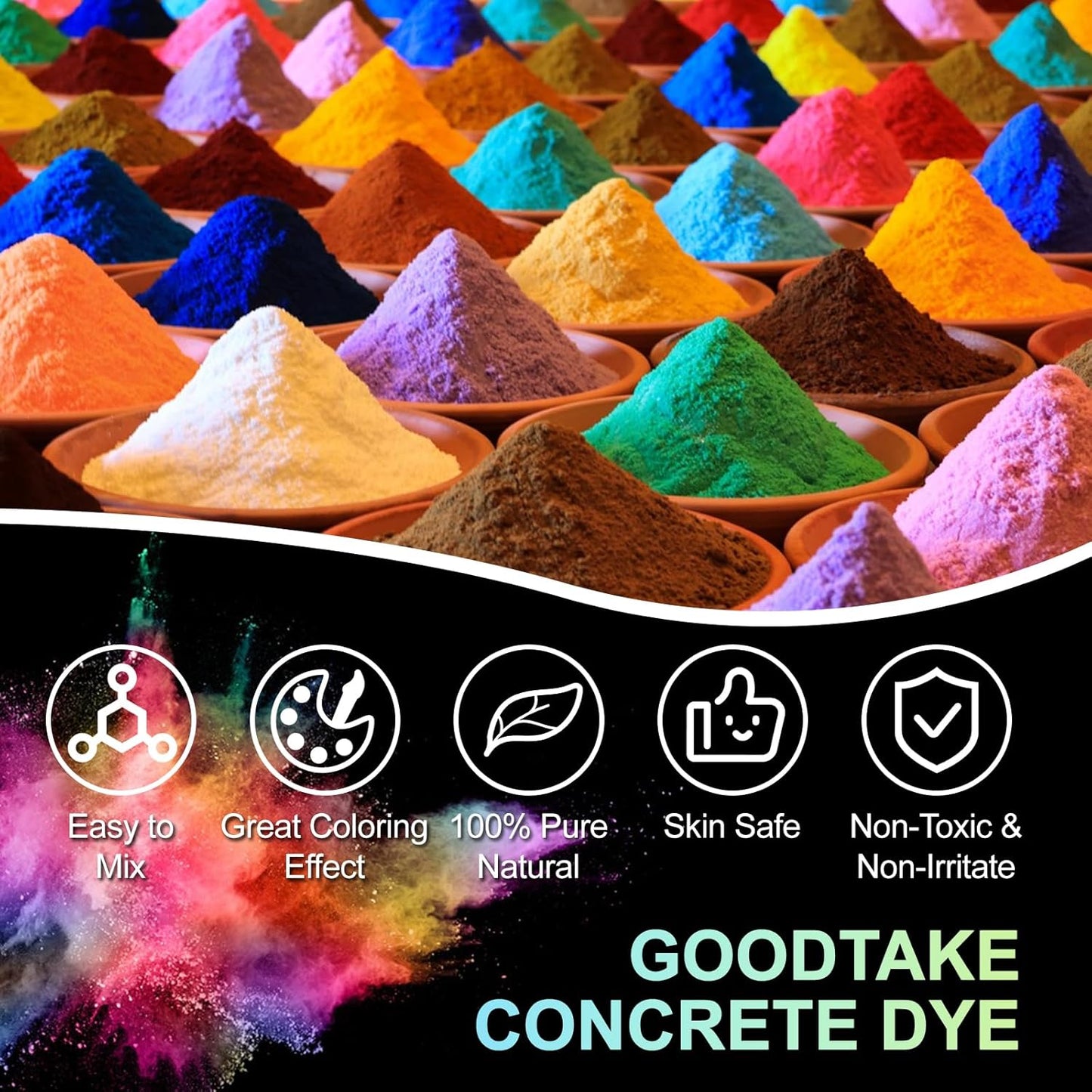 GOODTAKE 5 Pounds Bulk Concrete Pigment, Dark Grey Iron Oxide Pigment Powder, Concrete Cement Dye Color Powder for Pastel Tile Paint Cement Mortar Grout (Dark Grey, 5 Pounds)