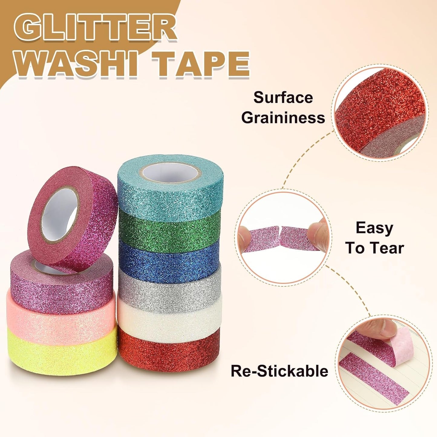 PATIKIL 2 Roll Glitter Paper Washi Tape, Washi Decorative Tape for Crafts, Green