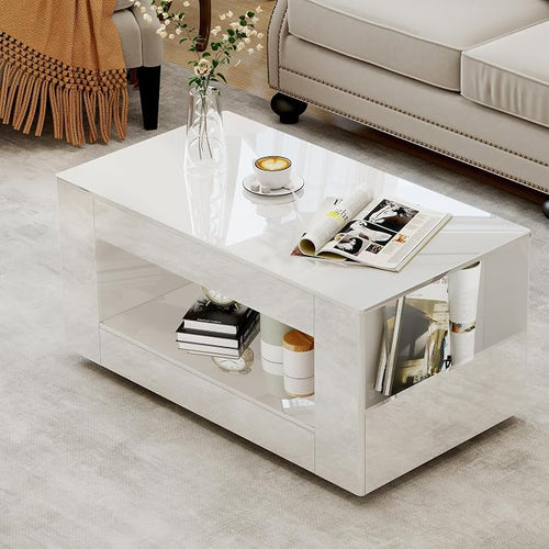 39" High Gloss Wood Coffee Table by Unknown