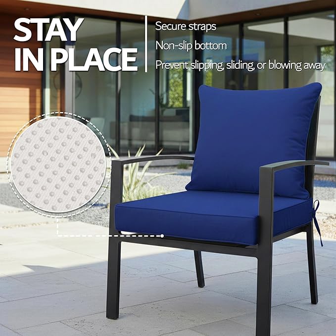 24x24 Inch Outdoor Chair Cushions Set of 2, Patio Furniture Cushions - Image 5
