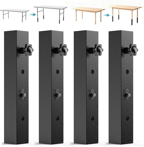 4-Pack Adjustable Folding Table Legs Extenders, Heavy-Duty Steel Furniture by YUEYIN