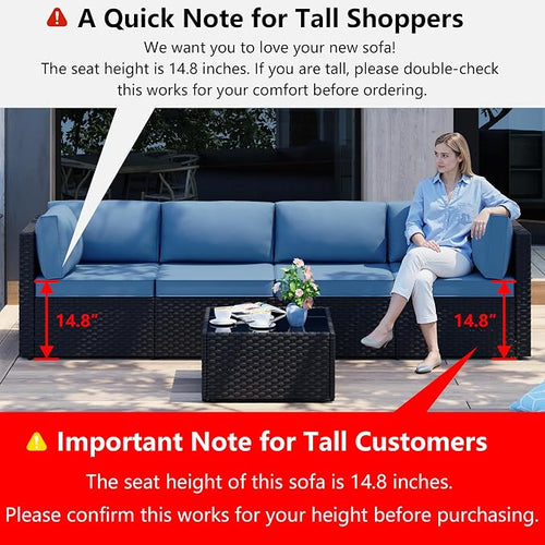 5 Piece Outdoor Patio Furniture Set, All Weather Conversation Set - Image 2