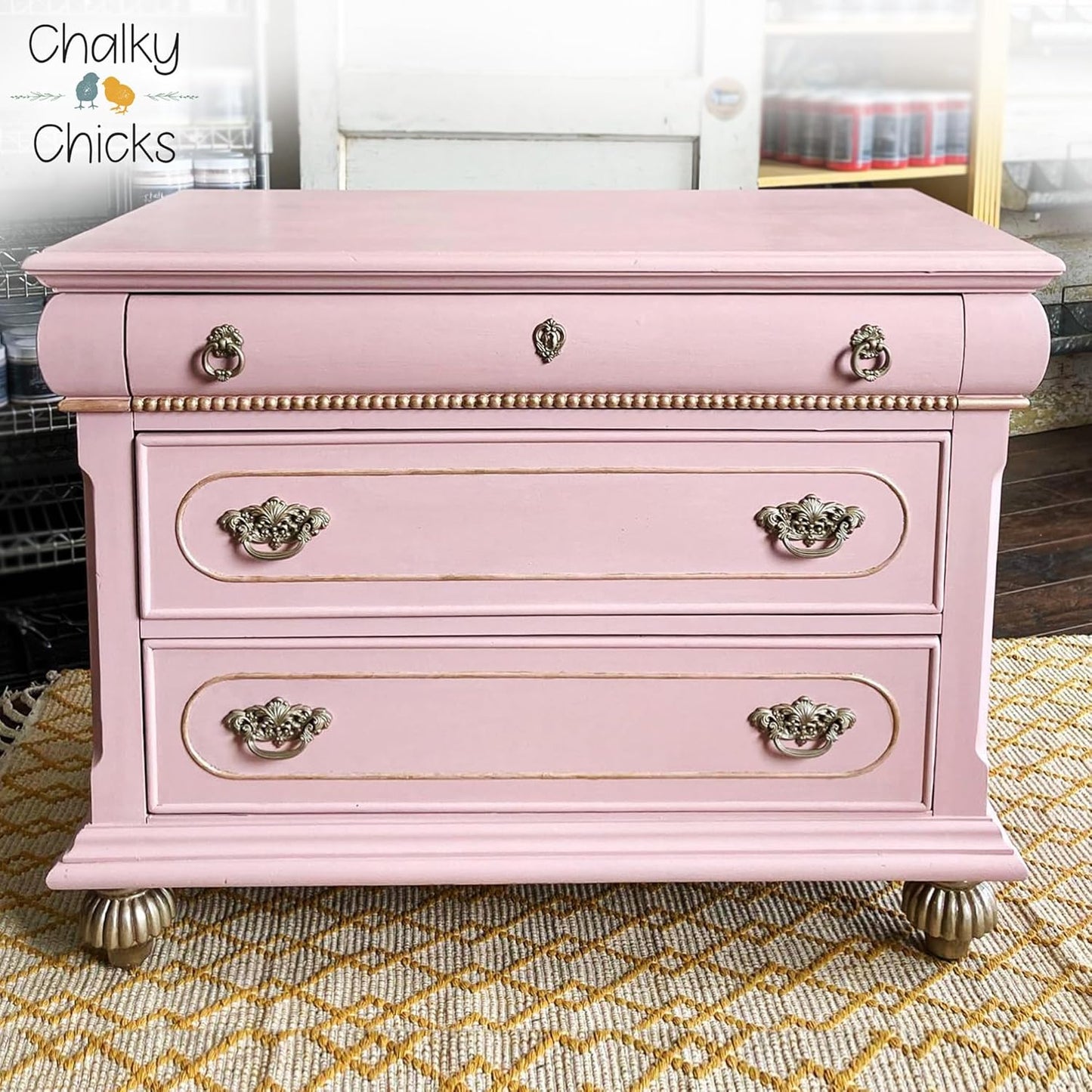 Chalky Chicks All-in-One Chalk Paint for Furniture or Cabinet - 4 Fl Oz - Matte Finish Sweet 16 (Pink) for Metal, Wood Furniture Paint - No Sanding All-in-One for Home Decor & Crafts, USA Made