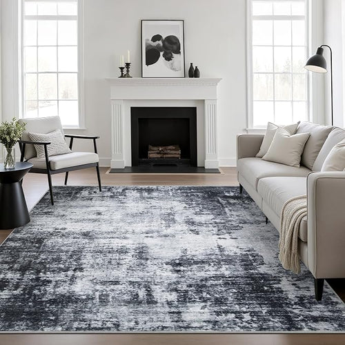 8x8 Area Rug Living Room Rug: Washable Modern Abstract Soft Thin Rug Indoor by FXRHLP