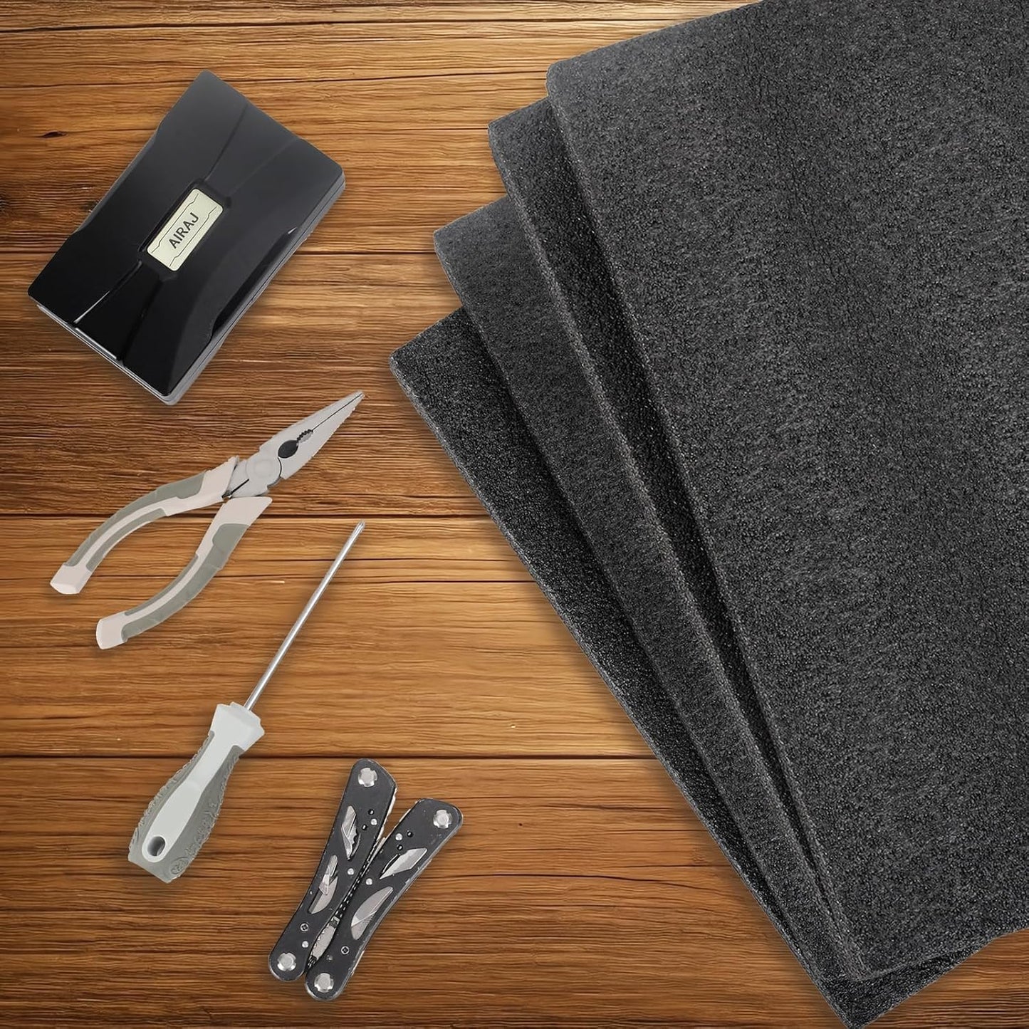 2 Pcs 12 x 16 x 1INCH Black Polyurethene Foam Sheets,Cuttable Packing Foam Block Foam Padding for Packing and Crafts,Toolbox Storage.