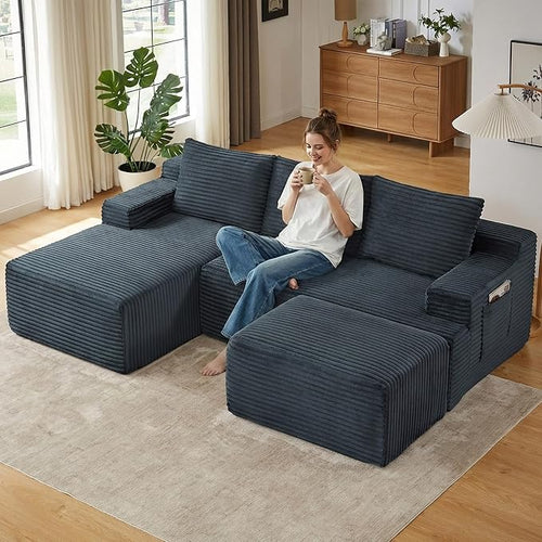 96" Cloud Sectional Couch U-Shaped Chaise by ODUWA