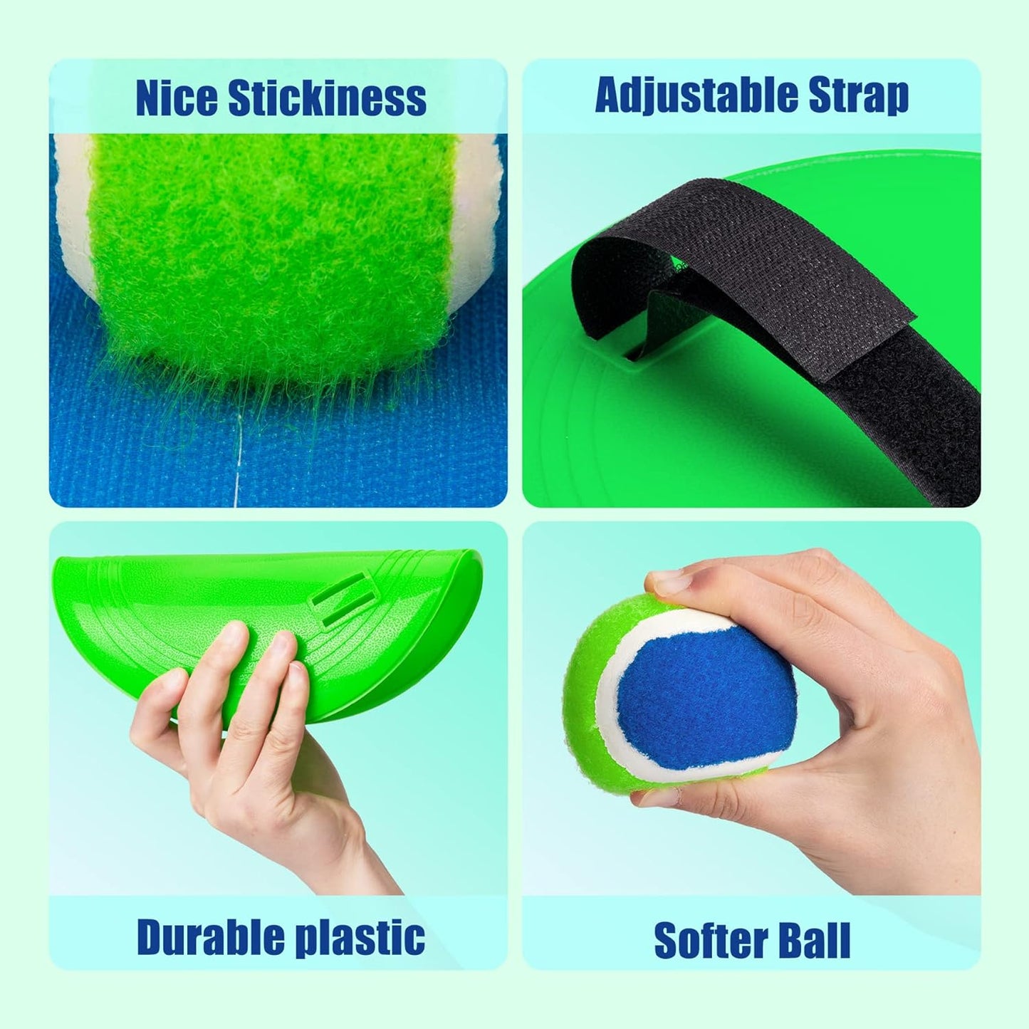 EVERICH Upgraded Toss and Catch Ball Game Set - Indoor and Outdoor Games for Kids 3-12, Beach Sand Pool Water Toy Includes 4 Paddles 4 Sticky Balls, Great Birthday Easter Gifts for Boys Girls