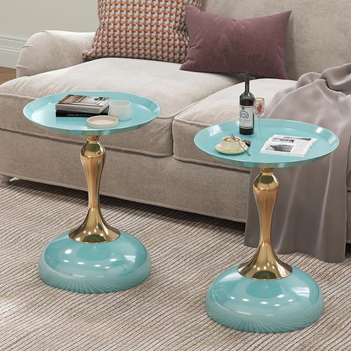 2-Pack Light Green Sleek Hourglass Side Table by Unknown