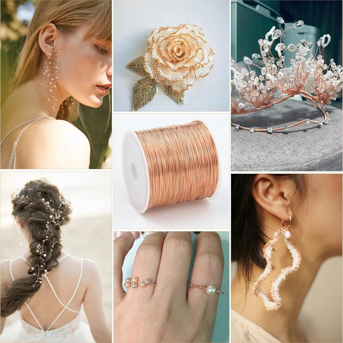 Cadikez 26 Gauge Rose Gold Plated Brass Jewelry Making Wire 100M/0.4mm Soft Metal Wire Bulk for Jewelry Making