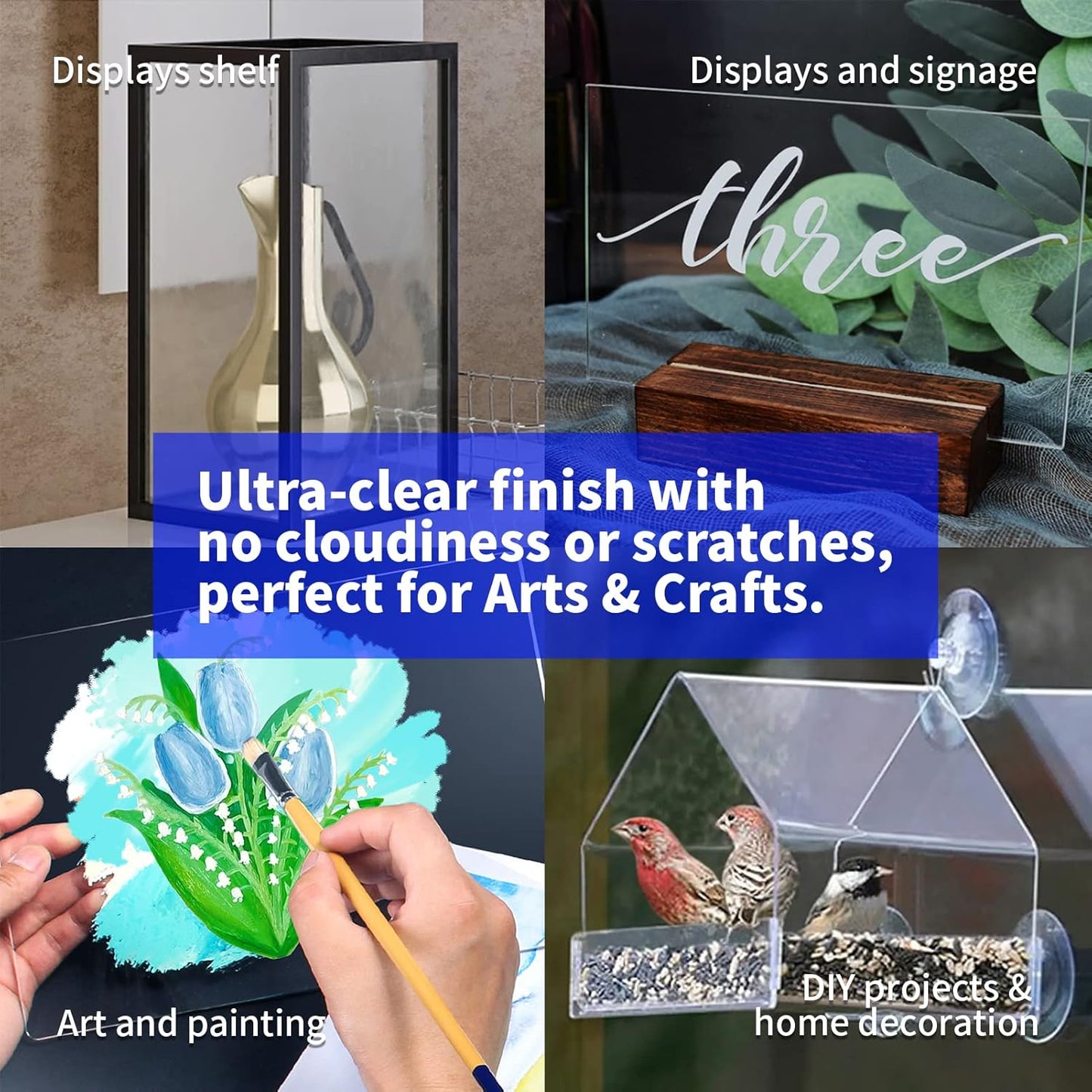 Art3d (2 Pack) 1/8" Thick Plexiglass Sheets - 36" x 24" PET Clear Sheets for Art Design，Craft Projects, Signs, DIY in Home, Wedding, Festival,Party,Office