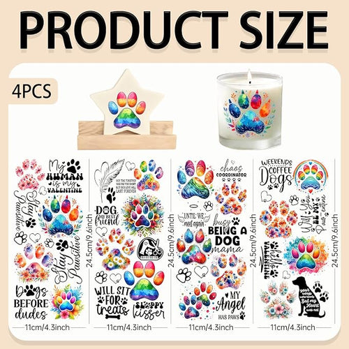 4 Sheets Rub on Transfers for Crafts, Paw Prints Furniture Transfers for Wood - Image 2
