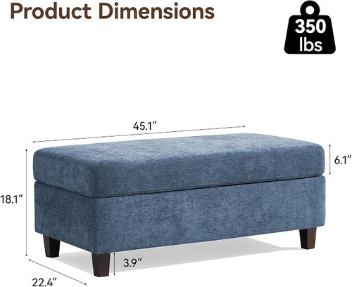 45 Inch Large Storage Ottoman Bench - Image 2