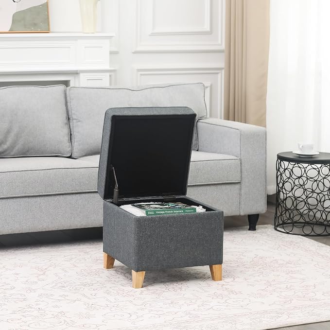 Adeco 17.5" Square Fabric Ottoman - Image 5