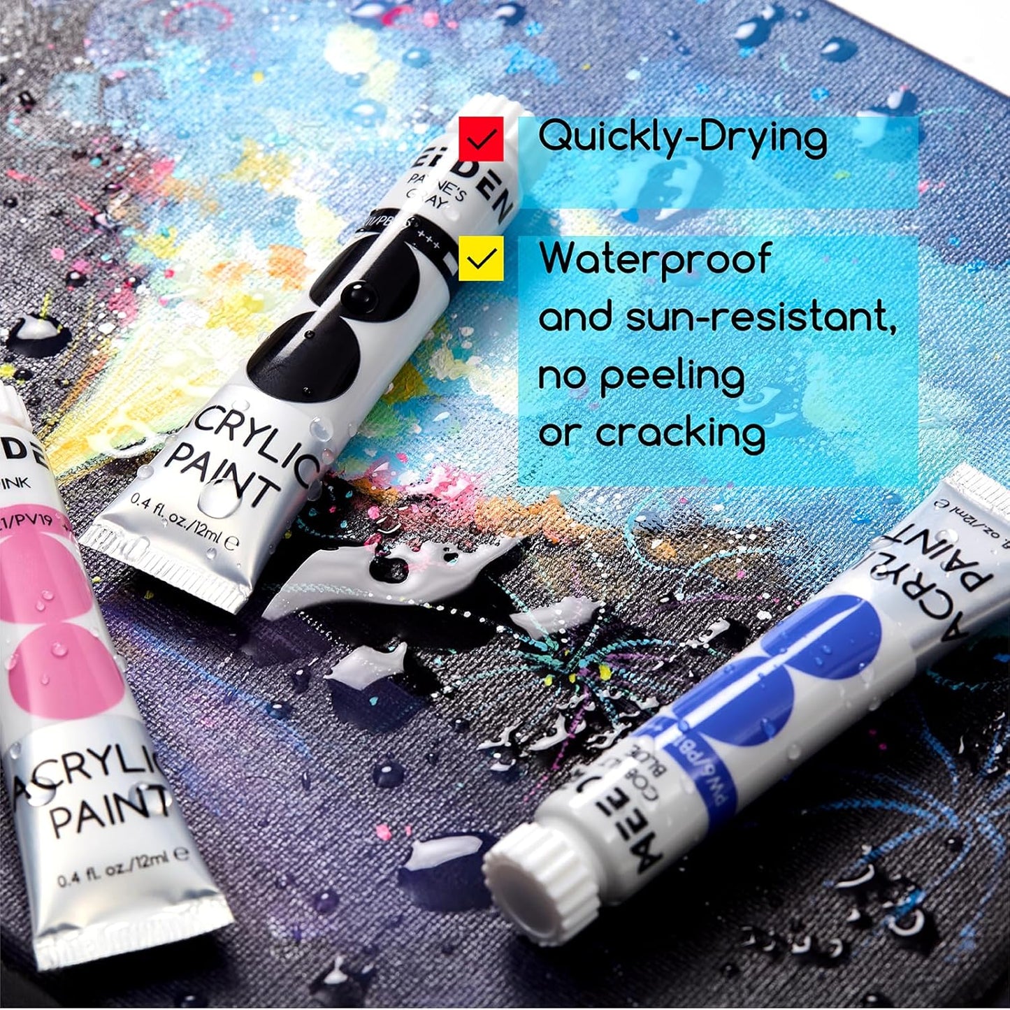 MEEDEN Beginners Acrylic Paint Set: 12 Colors 12ml/0.41 fl oz Heavy Body Art Craft Paints - Non-Toxic Rich Pigment Hobbists Halloween Pumpkin Painting for Kids Adults on Canvas Wood Fabric