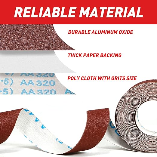 Emery Cloth Roll, 100 Grit Sandpaper Roll, Wet and Dry Emory Cloths - Image 2