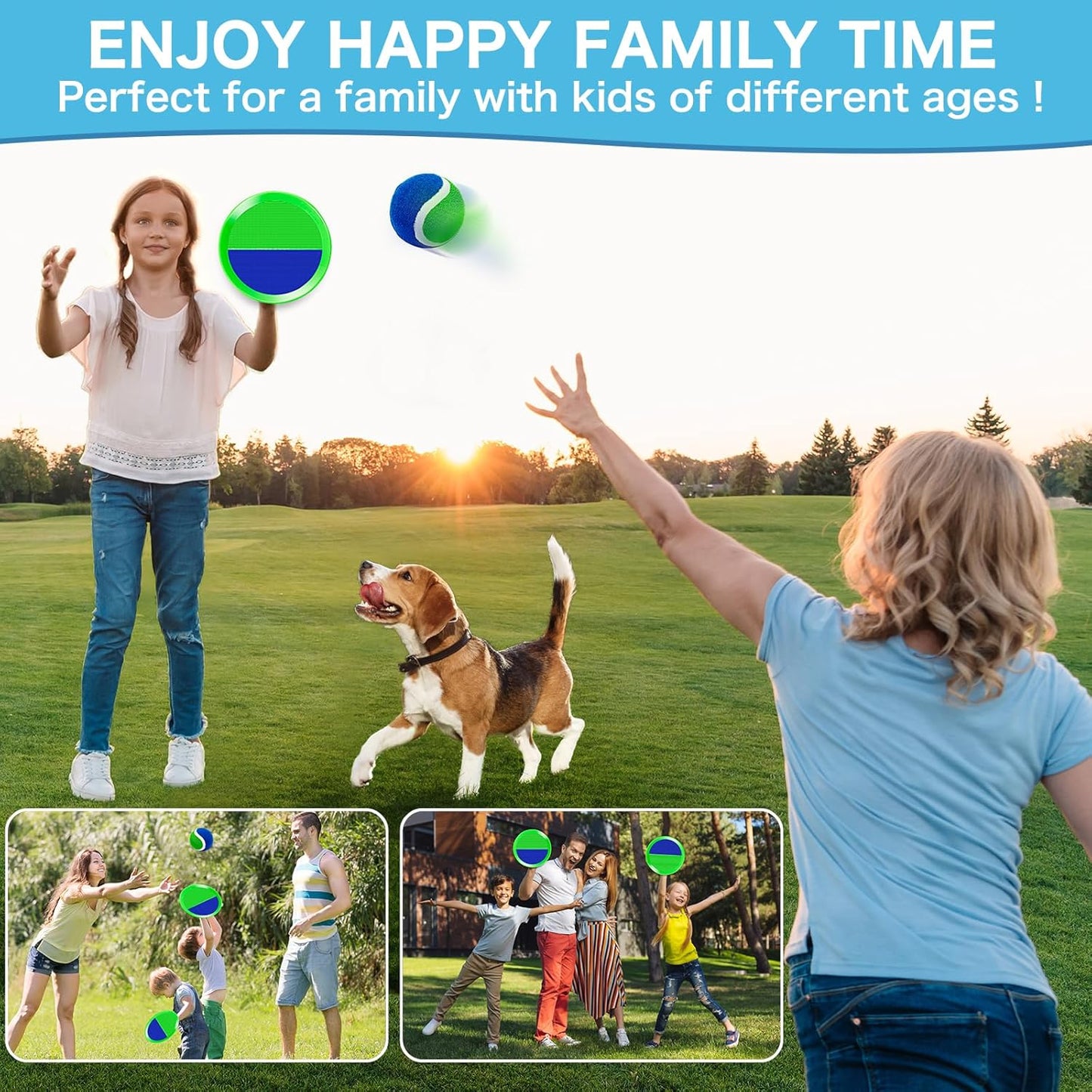 Ball Catch Game, Kids Toss Game for Ages 3 4 5 6 7 8-12 Year Old Boy Girl, Catching Balls Set with 2 Ball Paddles for Outdoor Yard Game, Pool or Beach Toys for Birthday Gifts Easter Basket Stuffers