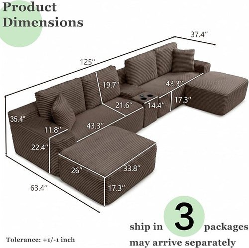 125" Oversized Sectional Couches - Image 2