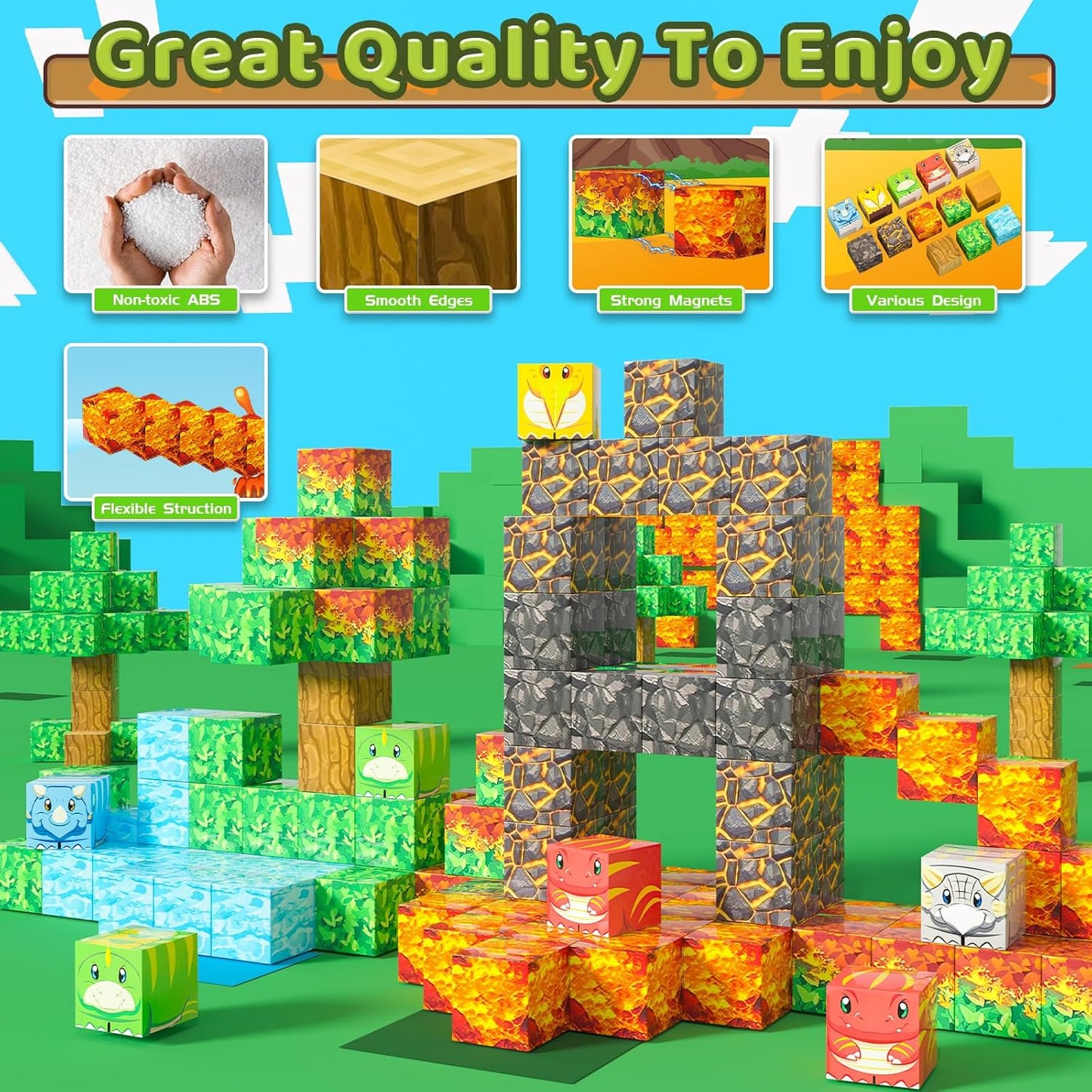 1 inch Magnetic Blocks - 120PCS Magnetic Toy Set, STEM Montessori Sensory Toys for 3+ Year Old Boys & Girls, Creative Construction Toys Gift for Toddlers Kids