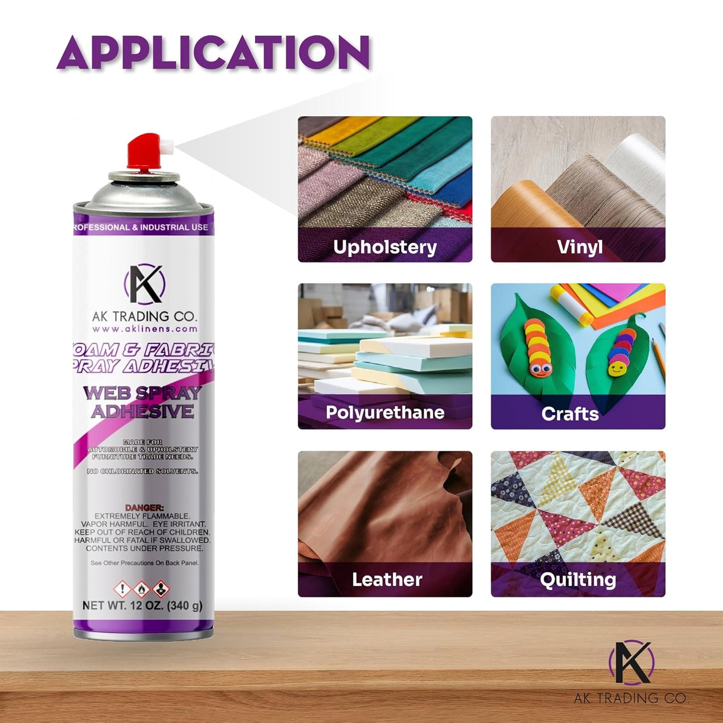 AK TRADING CO. Professional Quality General Multipurpose Spray Adhesive, 12-Ounce for Acoustic Panels & Craft Upholstery Foam Adhesive & Fabric Glue