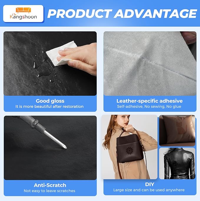 Kangshoon Leather Repair Patches, 17X79 Inch Self-Adhesive Leather Repair Tape - Image 3