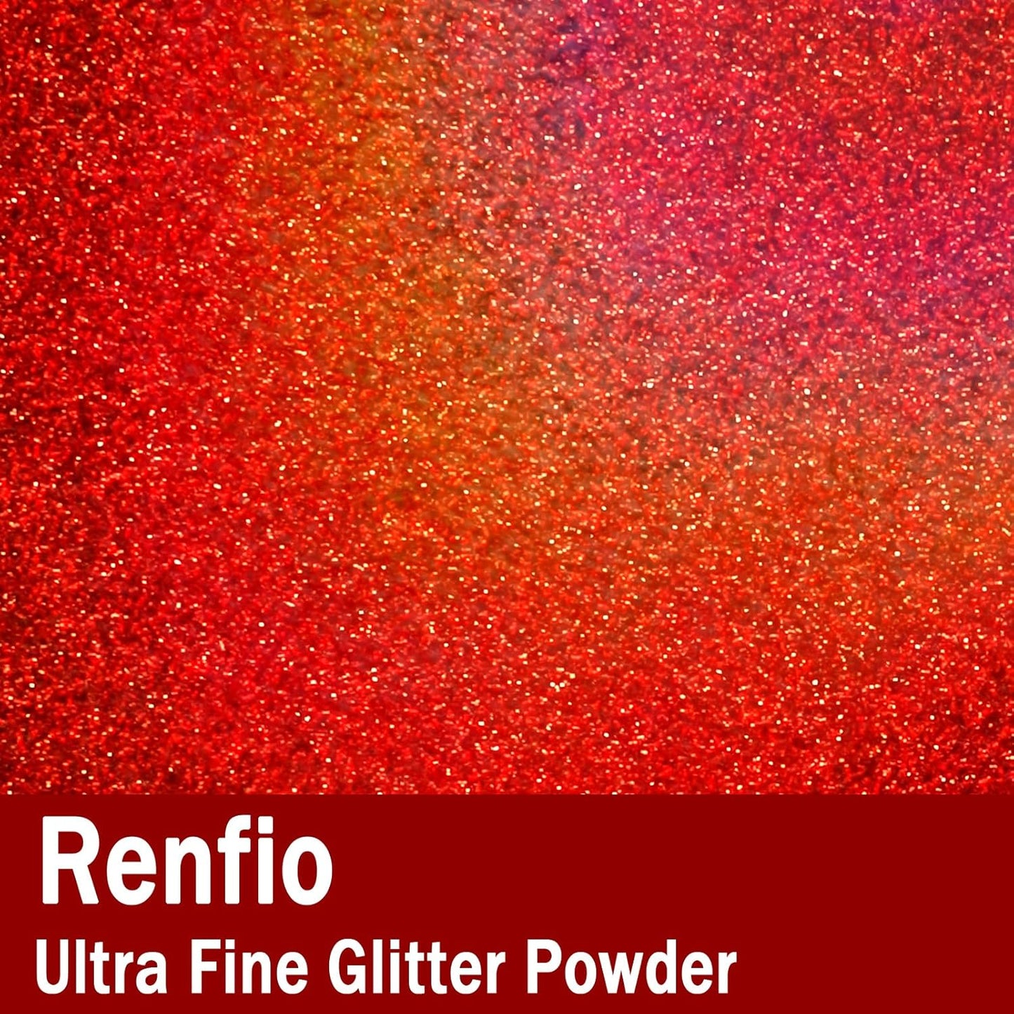 Renfio Holographic Ultra Fine Glitter Powder Metallic Resin Glitter 2.11 Oz (60g) PET Flakes Crafts Sequins 1/128" 0.008" 0.2mm Epoxy Chips Flakes for Tumblers Slime Roses Decorations - Laser Red