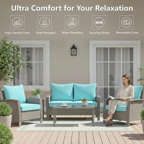 24x24 Inch Outdoor Chair Cushions Set of 4, Patio Furniture Cushions - Image 2