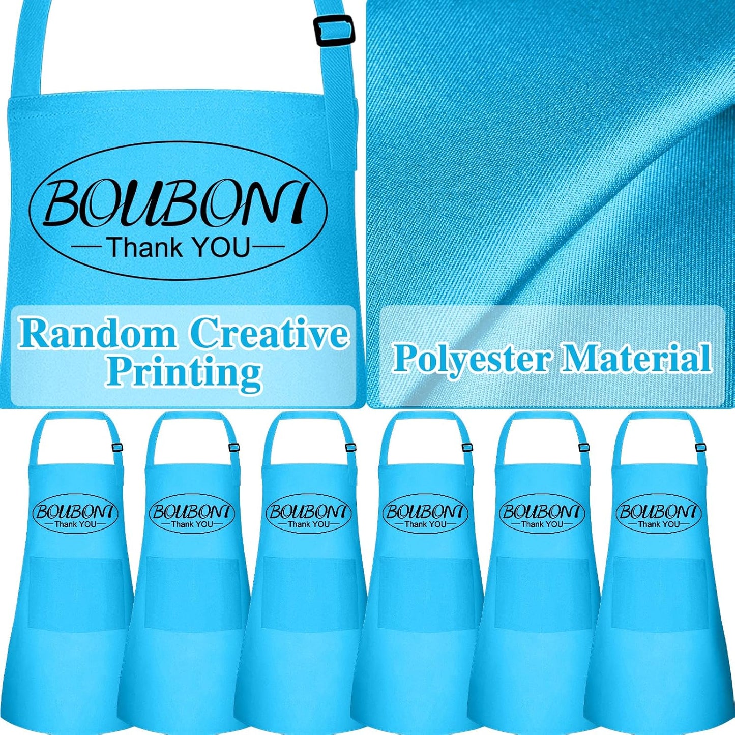 6 Pack Kids Apron Bulk with 2 Pockets Adjustable Chef Art Apron Kids Painting Aprons for Cooking Baking Painting Crafting Grilling Activity（Blue）