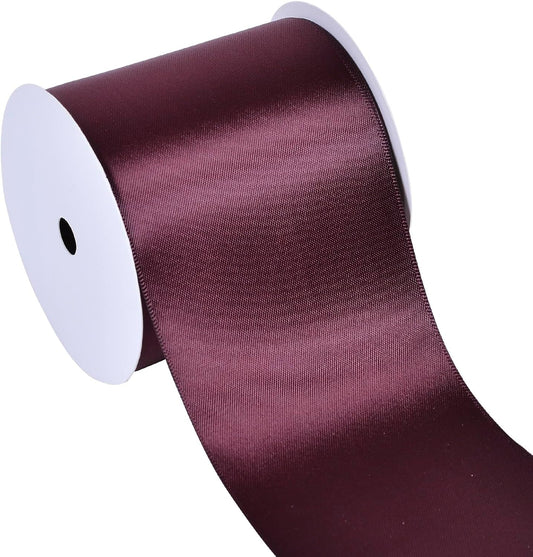 YAMA Burgundy Double Faced Satin Ribbon, 3 Inch 10 Yards, Great for Crafts Bows Flower Bouquet Wedding Home Decor Gift Wrapping