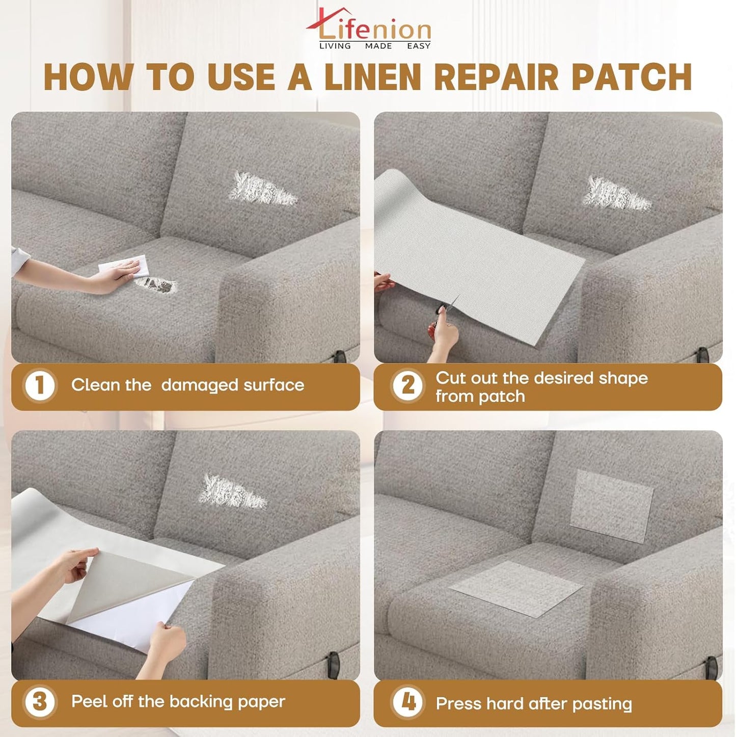 Fabric Repair Patches, Linen Self-Adhesive Fabric Repair Tape, Strong Sticky Linen Patch for Sofas, Tote Bags, Clothing, Car Seats, Furniture（Black, 3.5X79 inch）