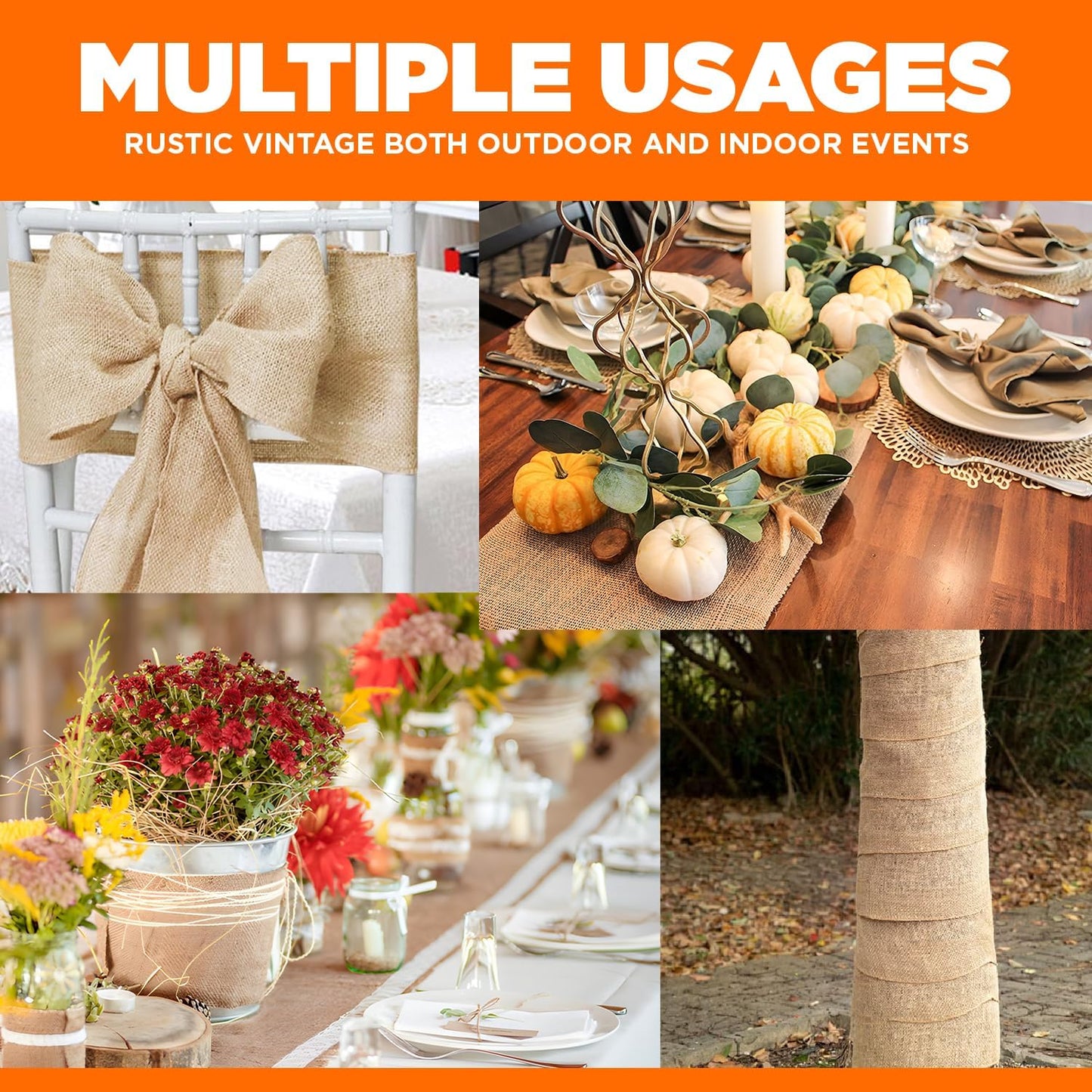 Burlap Table Runners- {12inx10yards}- Burlap Cloth Roll Used for Dining Runners, Crafts, Dresser Cover & Sackcloth - Natural Jute Runner Suitable for Event Decor, Thanksgiving Table & Weddings