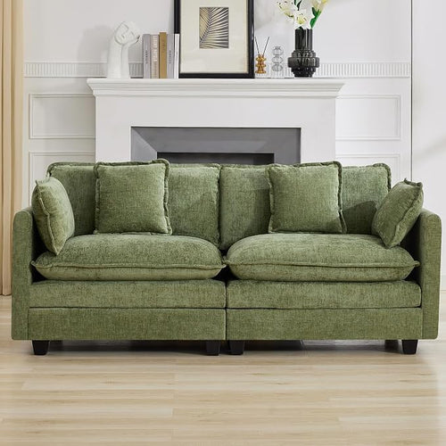76'' Cloud Deep Seat Loveseat, Upholstered Chenille Modular 2-Seats Sectional by WUTUTUEE