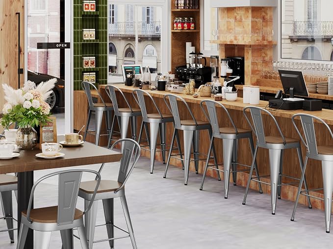 Andeworld Metal Bar Stools Set of 4, 30 inch Bar Height Barstools - Image 9