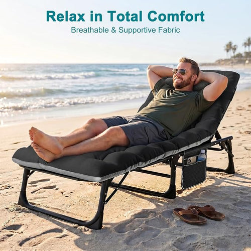 ABORON Heavy Duty Tanning Chair, Outdoor 5-Position Folding Chaise Lounge Chair - Image 2