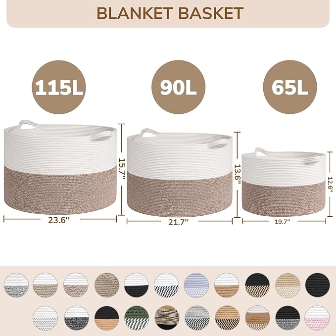 INDRESSME 115L Extra Large Rope Basket, Organizing Storage - Image 7