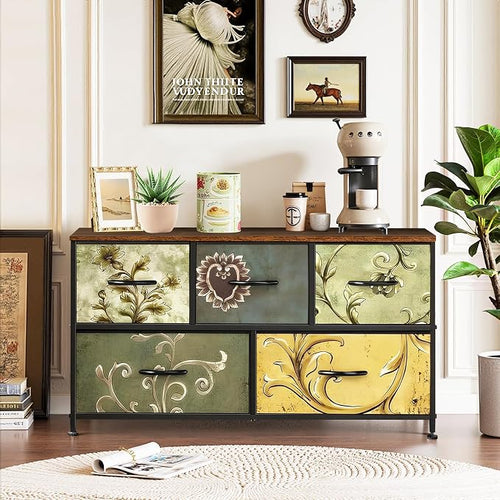 5-Drawer Dresser for Bedroom, Anti-Tip Wide Storage Organizer Fabric Chest of - Image 2
